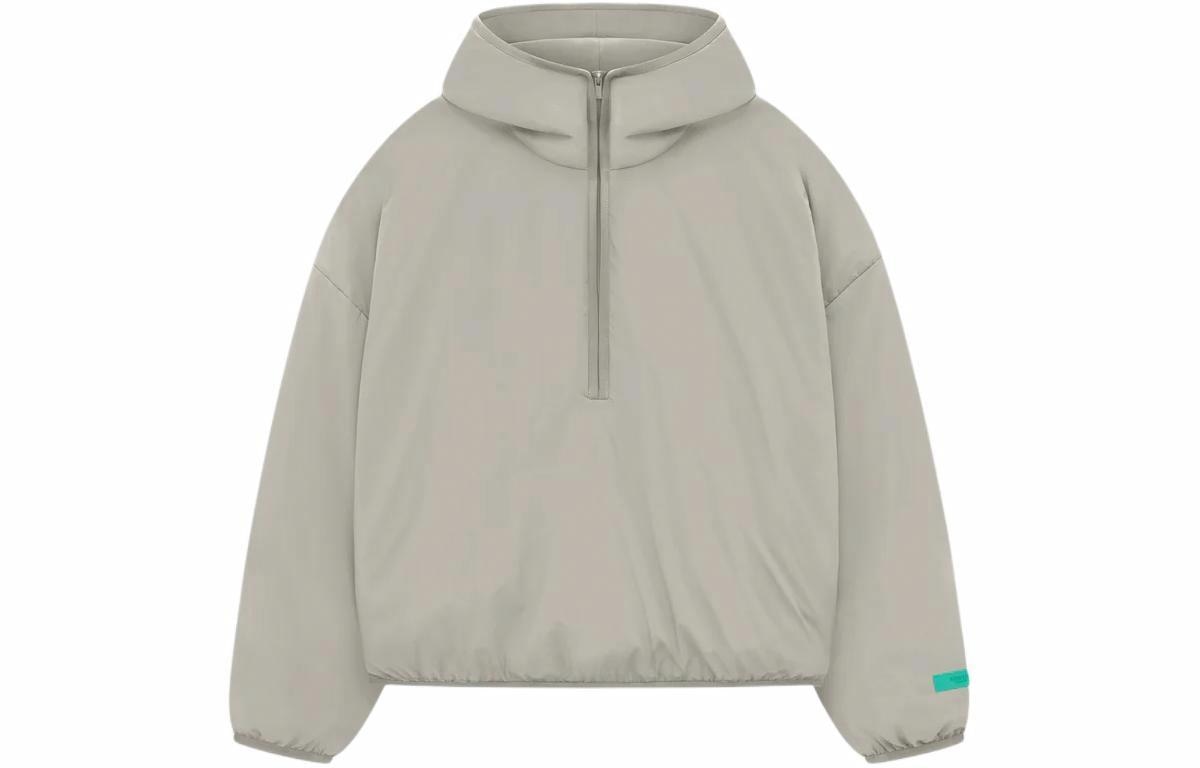 Fear of God Essentials SS24 Nylon Filled Halfzip Hoodie Seal Gray