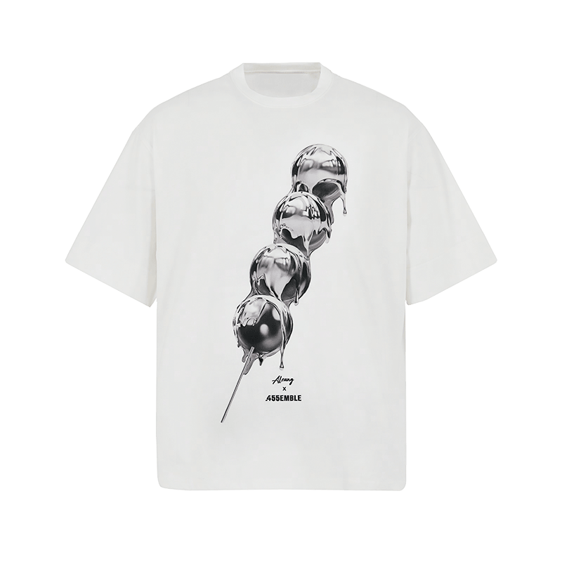 455EMBLE x ALEUNG Letter Print Crewneck T-Shirt White