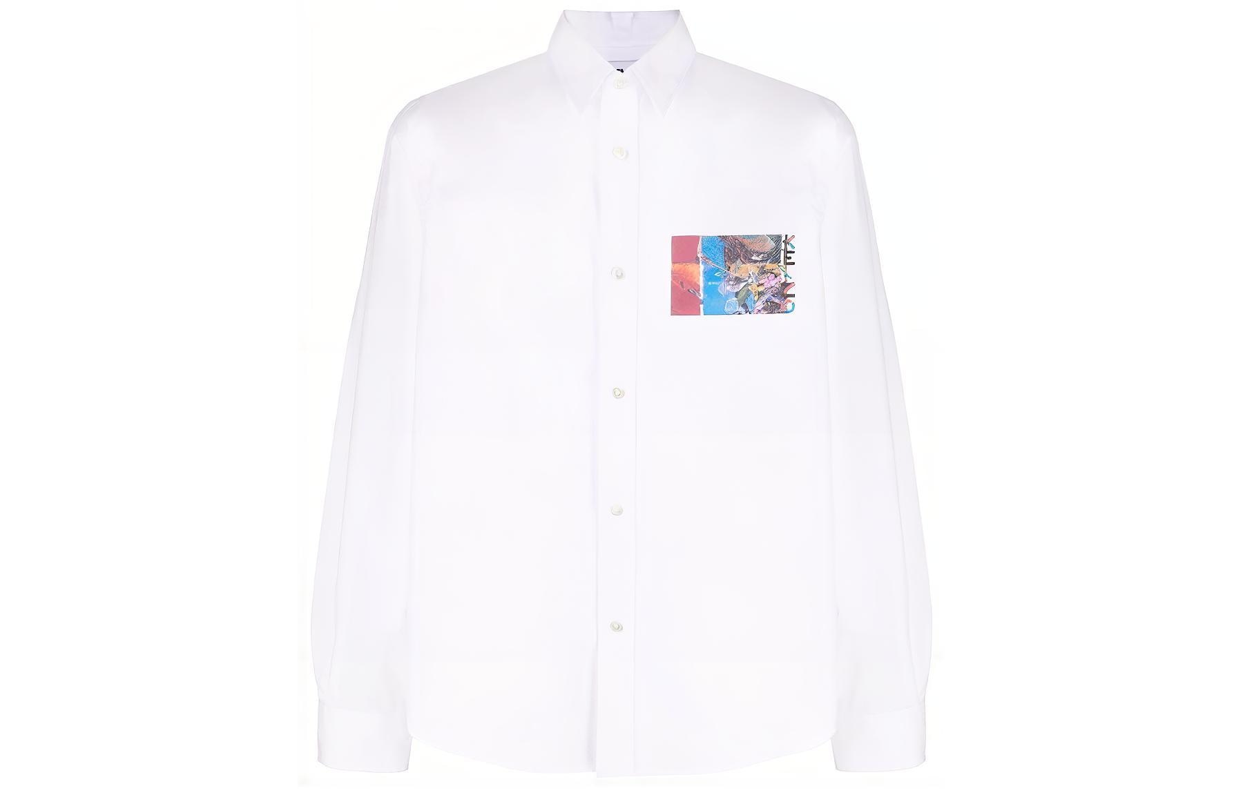 Kenzo SS22 Printed Long Sleeve Shirt White — фото 5