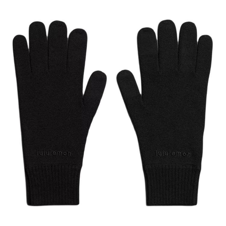 Lululemon Wool Blend Logo Gloves Black