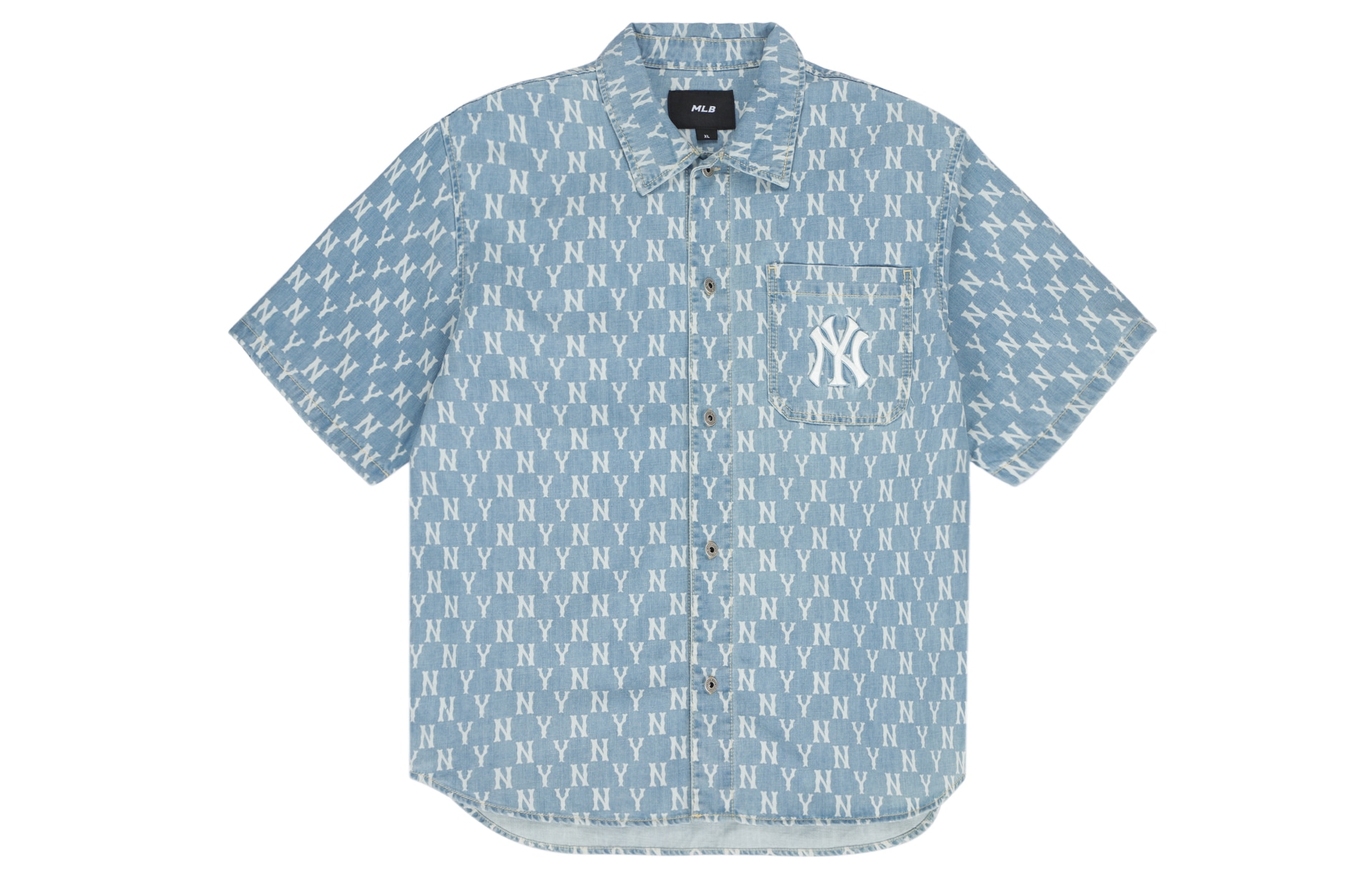 MLB Classic Logo Denim Shirt Light Blue