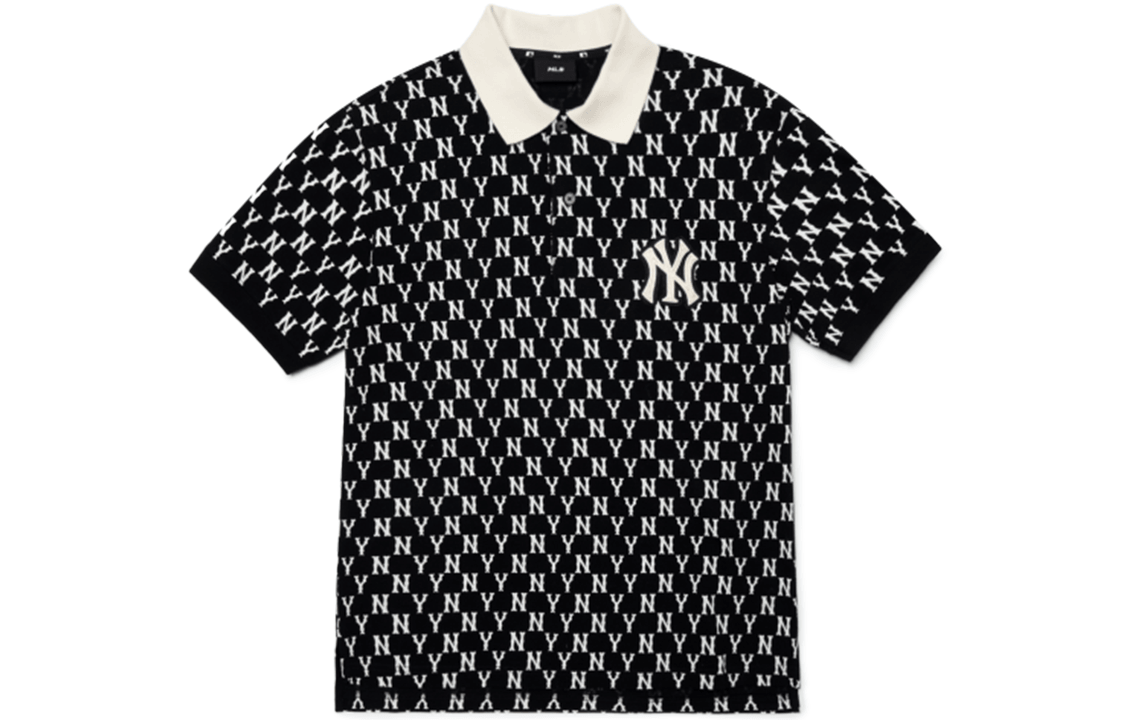 MLB Yankees Logo Print Polo Shirt Black