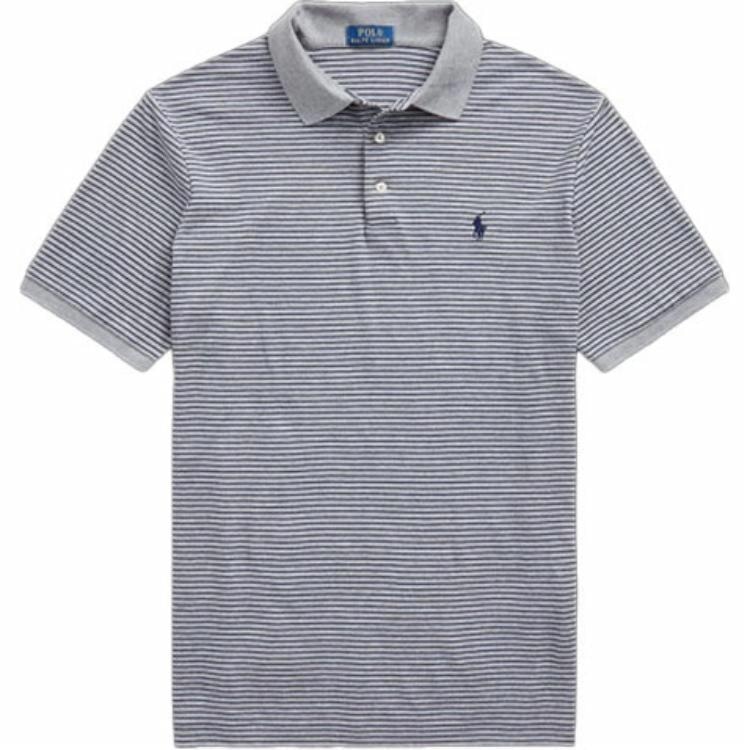Polo Ralph Lauren Striped Slim Fit Polo Shirt Grey