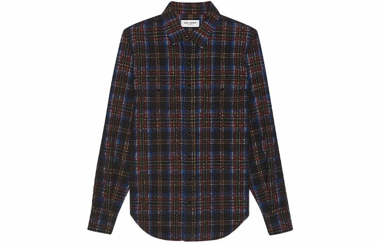 Рубашка Saint Laurent FW21 Western Plaid Corduroy Shirt Black