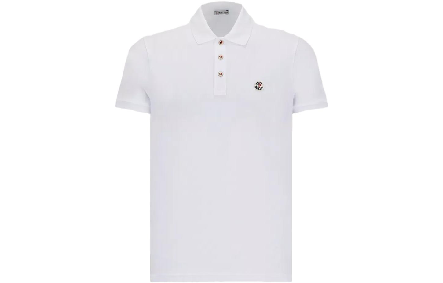 Moncler Logo Patch Polo Shirt White