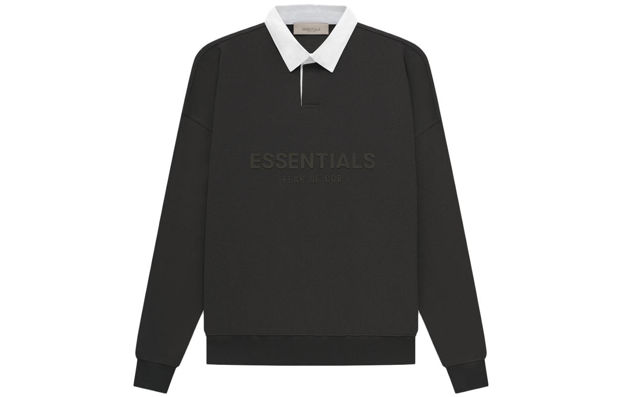 Fear of God Essentials SS23 Waffle Henley Rugby Off Black