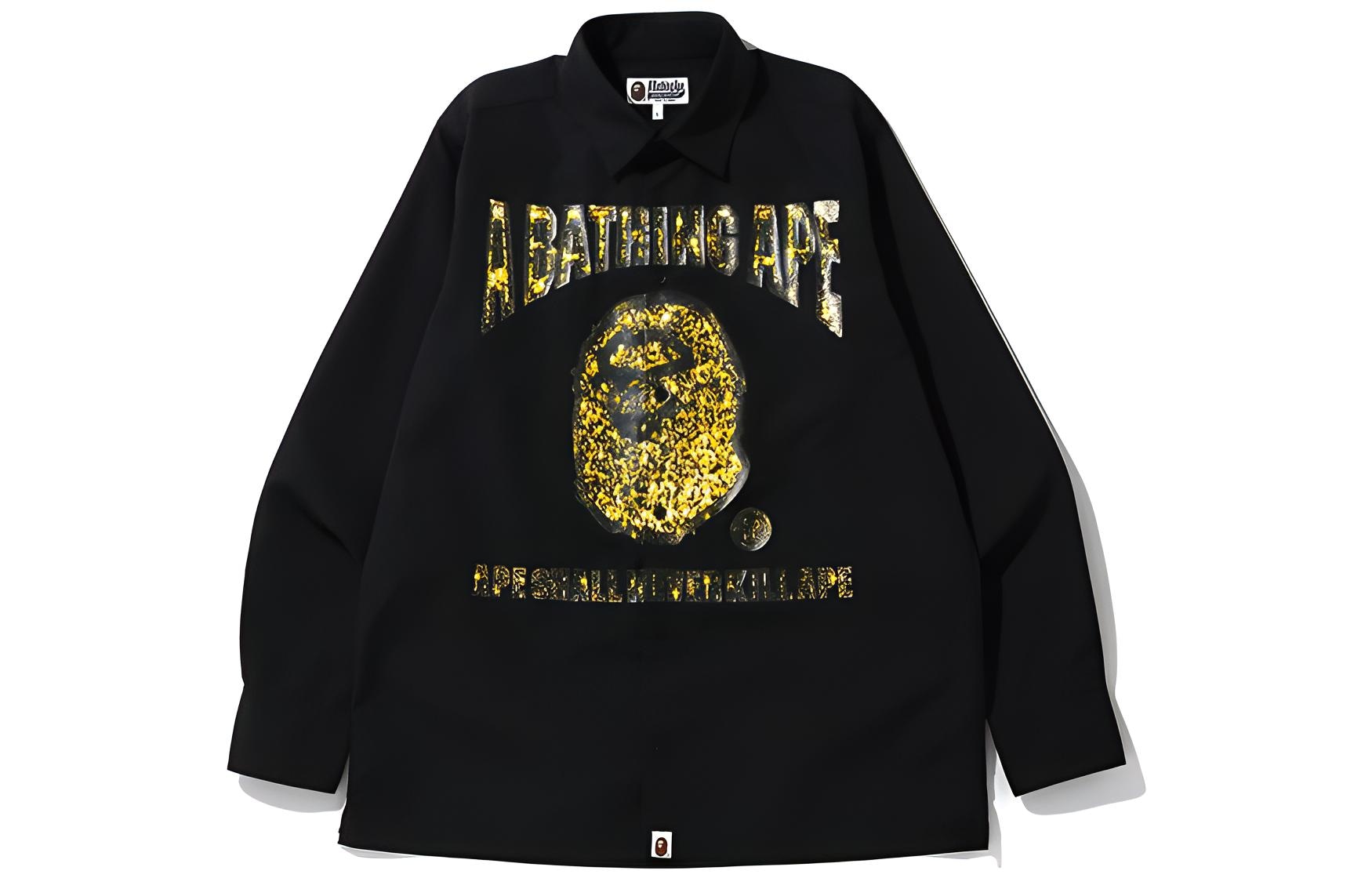 A BATHING APE BAPE Logo Print Long Sleeve Shirt — фото 6