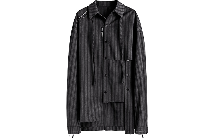 幻象者 Huànxiàngzhě Unisex Dark Stripe Shirt Black