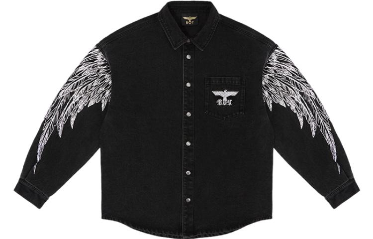 Boy London FW22 Classic Silver Eagle Embroidered Shirt Black