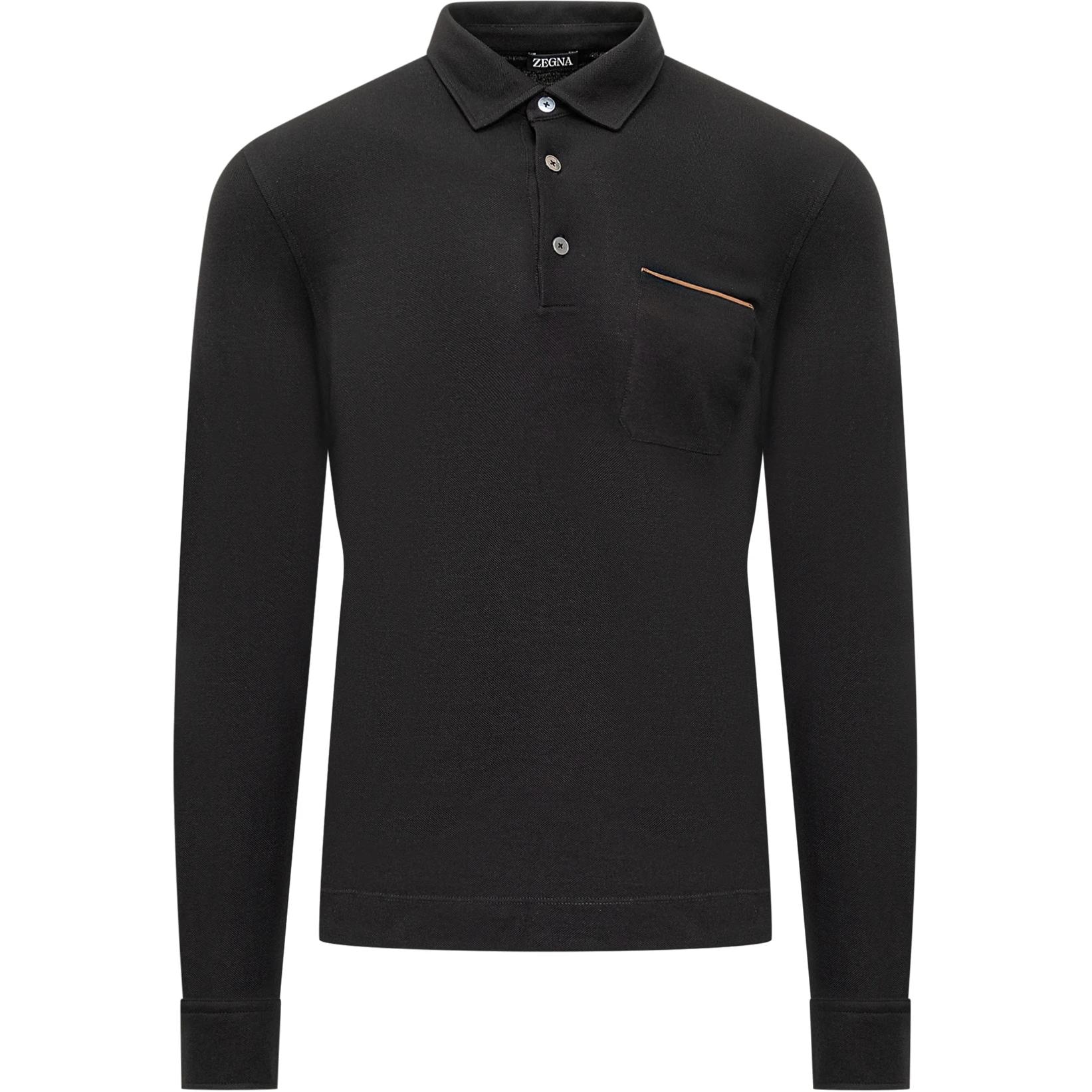Zegna Long Sleeve Polo Black