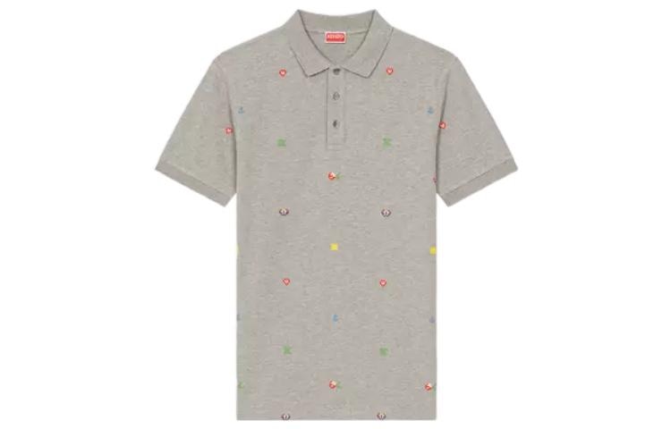 KENZO x Nigo Pixel Flower Polo Pearl Grey