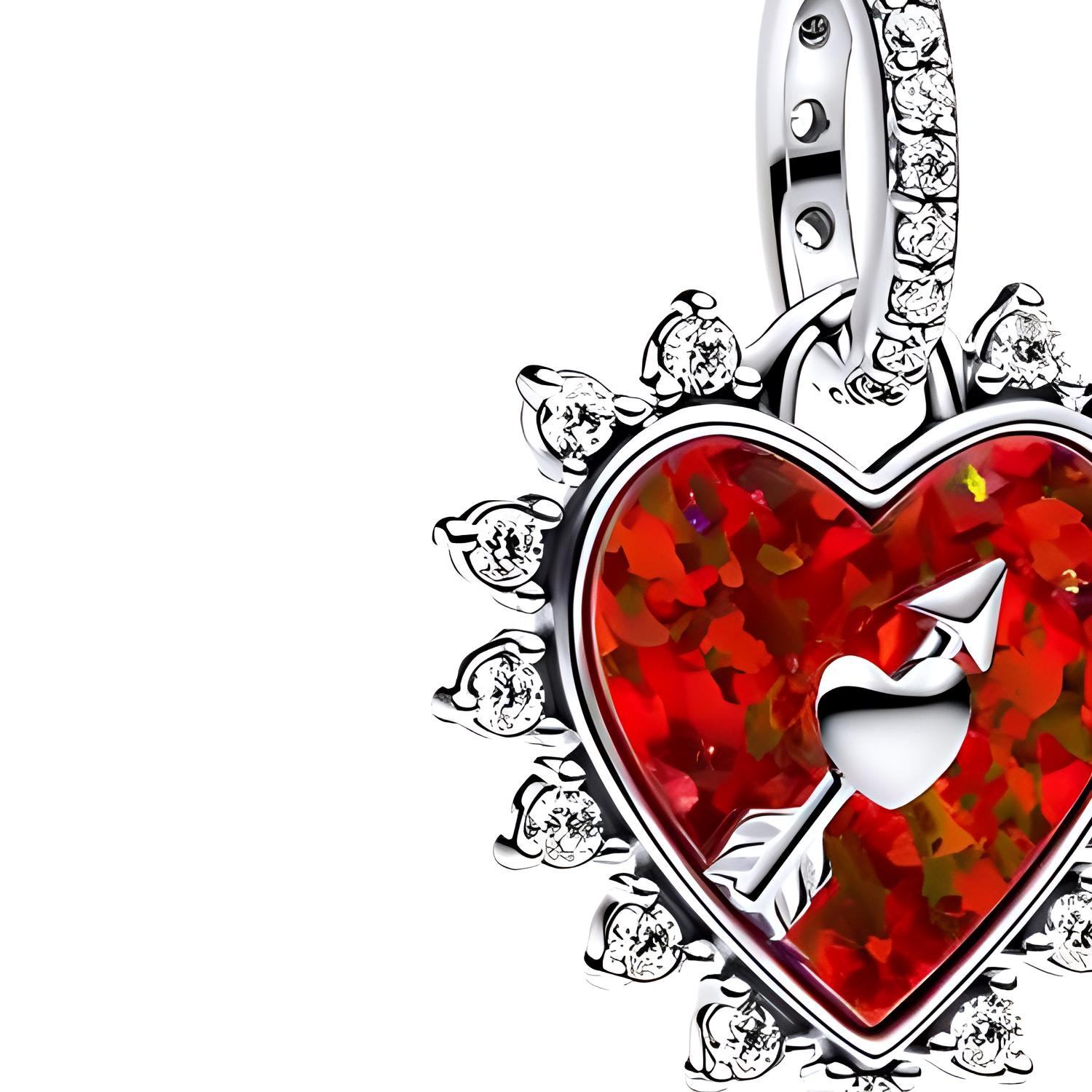 Pandora Cupid's Arrow Heart Pendant 925 Silver Red — фото 1