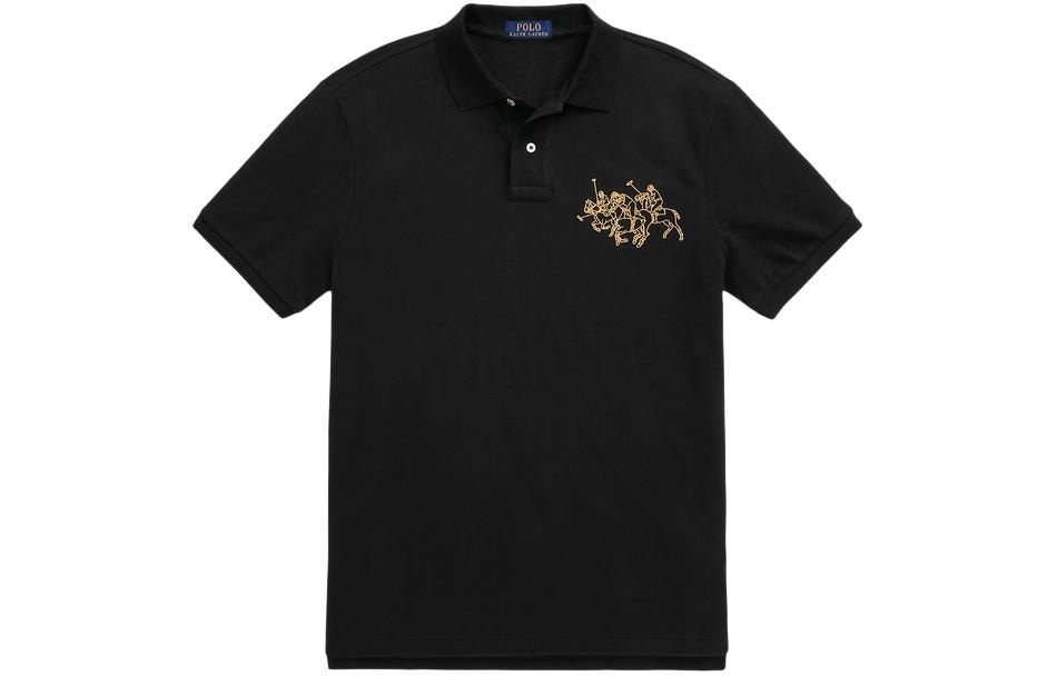 Polo Ralph Lauren SS24 Printed Slim Fit Polo Shirt Black