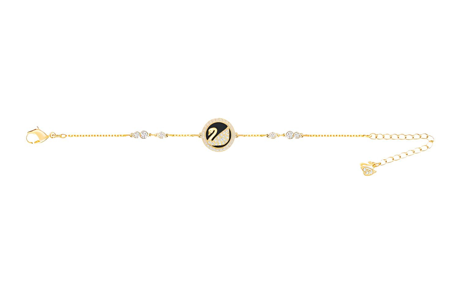 Swarovski Leather Swan Bracelet Gold — фото 1
