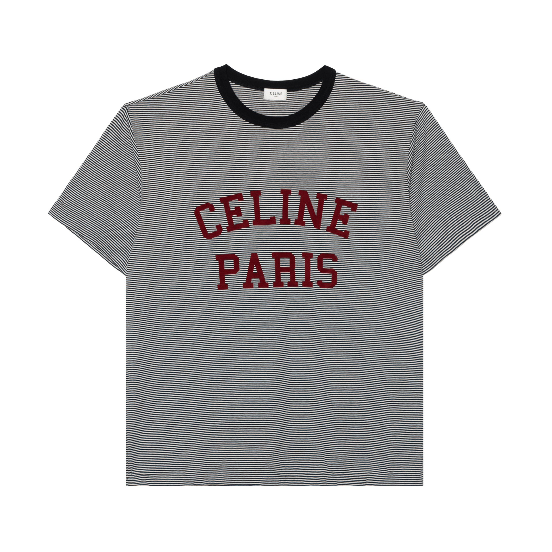 CELINE Logo Striped T-Shirt Grey