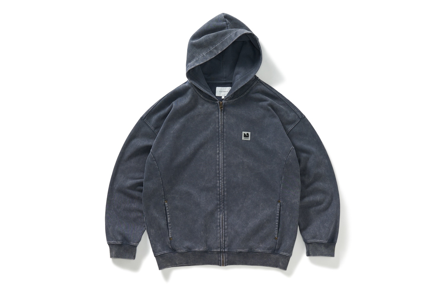 714STREET Basic Badge Hoodie Zipper Sweatshirt