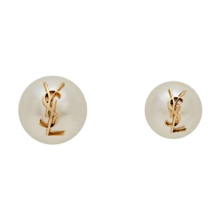 SAINT LAURENT/圣罗兰 SAINT LAURENT YSL Logo Pearl Earrings