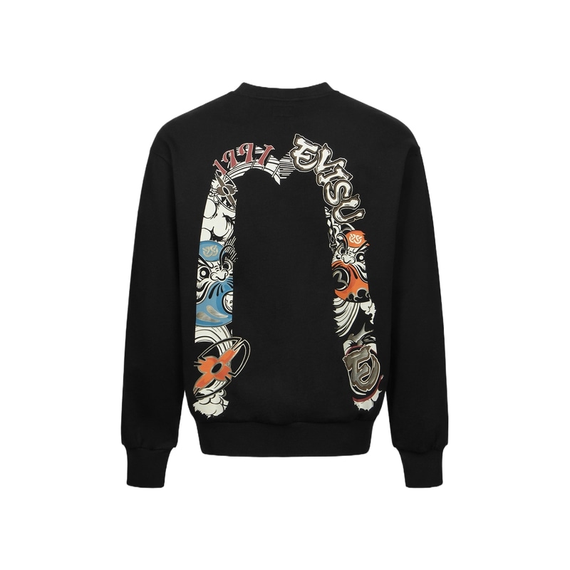 EVISU Ninja Daruma Oversized Sweatshirt Black