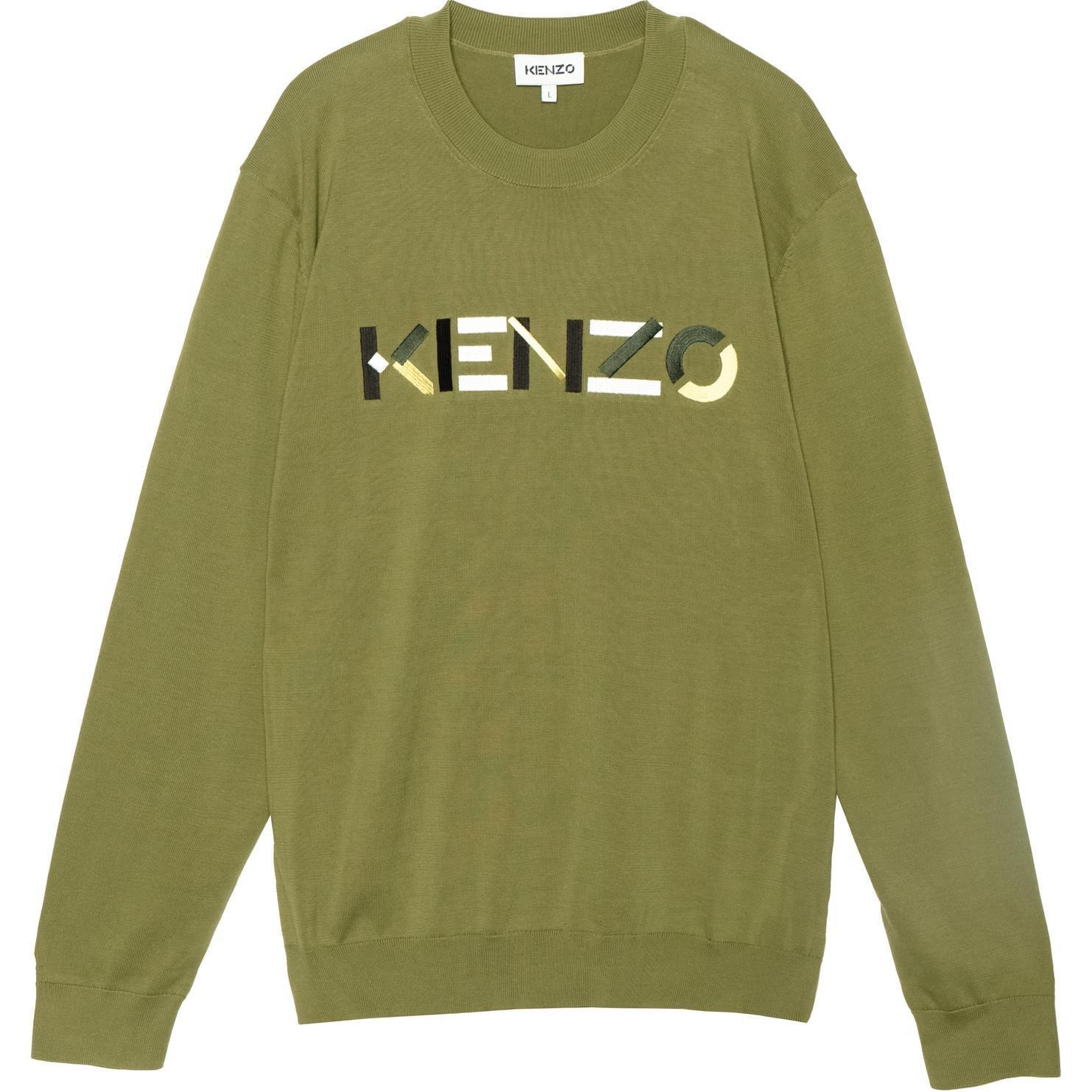 KENZO SS21 Logo Knit Sweater Green