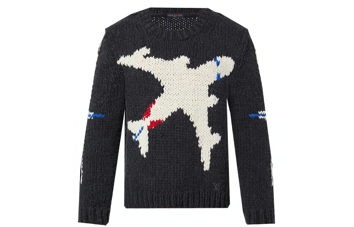 Louis Vuitton FW21 Classic Airplane Crewneck Sweater Grey