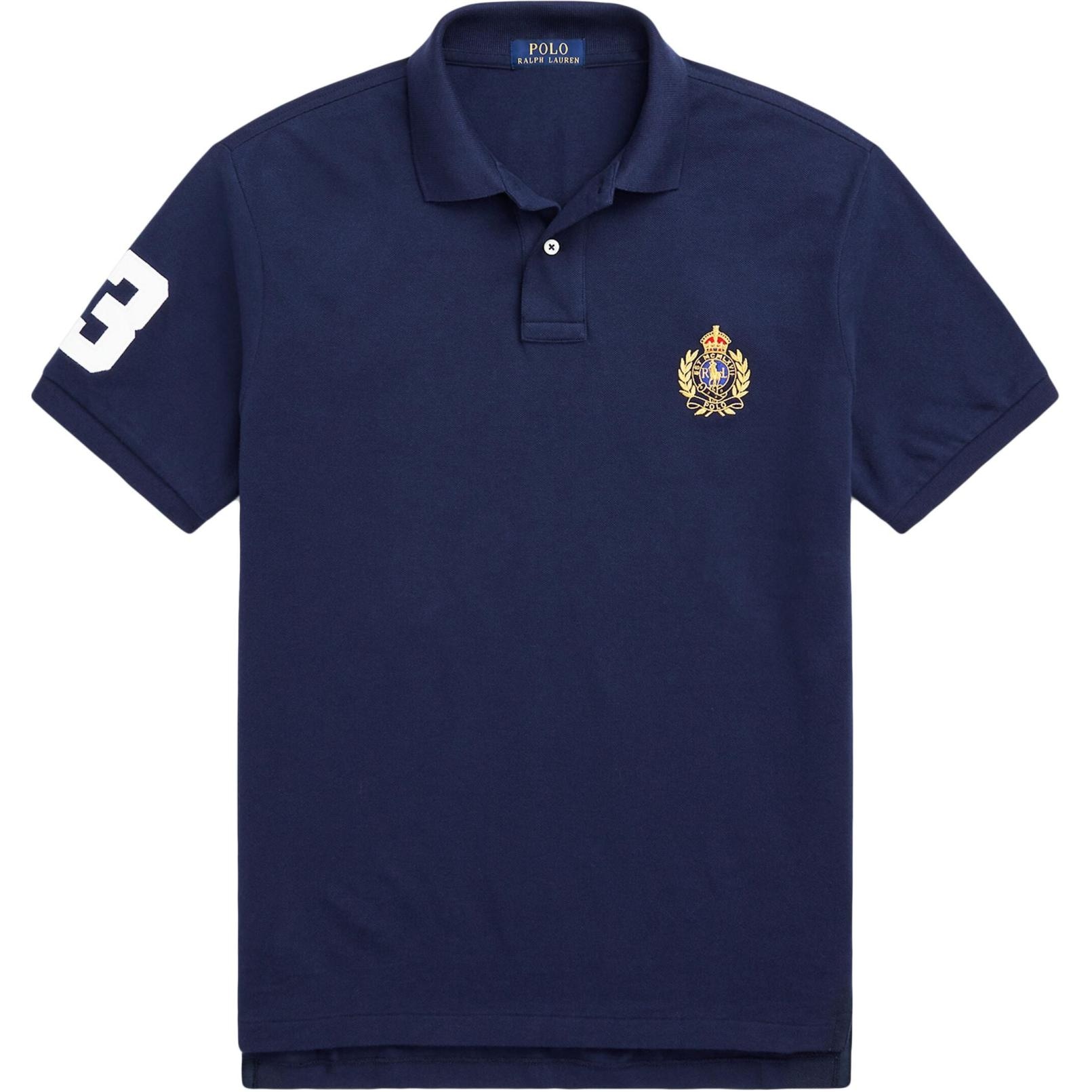 Polo Ralph Lauren Logo Print Polo Shirt Navy