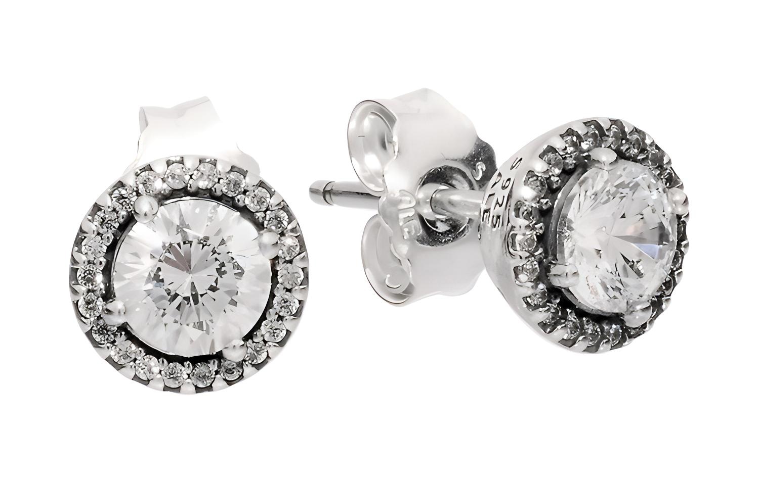 Pandora/潘多拉 Pandora Sparkling Round Stud Earrings Silver