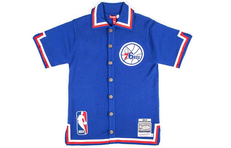 Mitchell & Ness x CLOT Retro Cardigan 76ers Blue