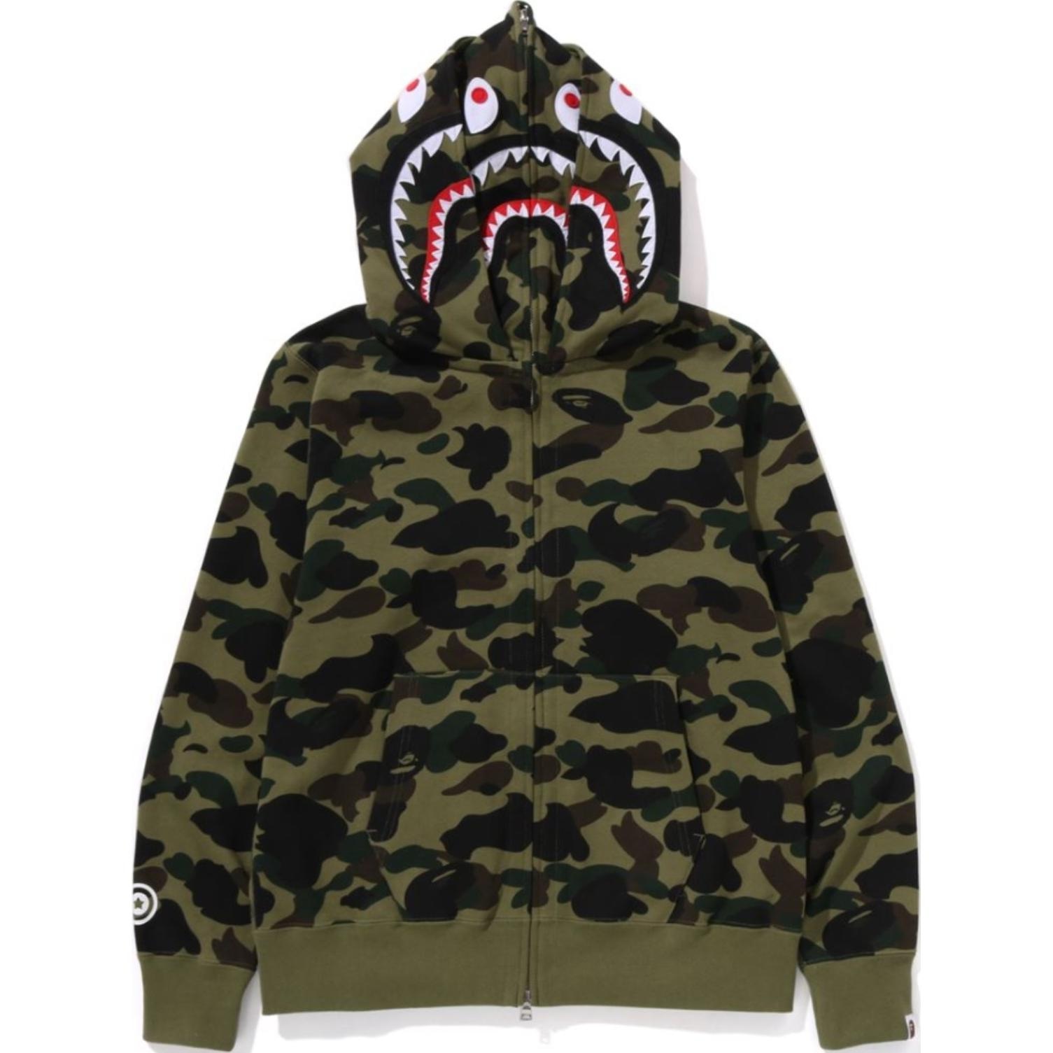 A BATHING APE BAPE SS25 Camo Shark Double Zip Hoodie Green — фото 5