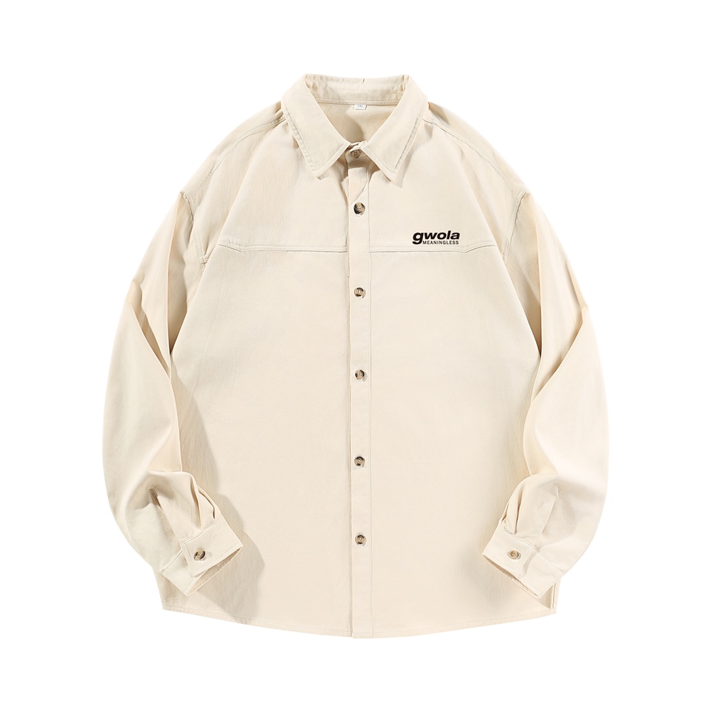 Gwola Basic Letter Print Long Sleeve Shirt — фото 2