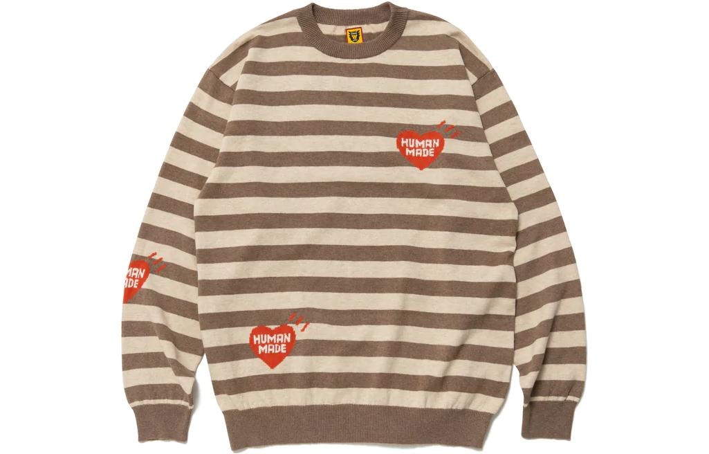 HUMAN MADE FW22 Striped Logo Sweater Yellow