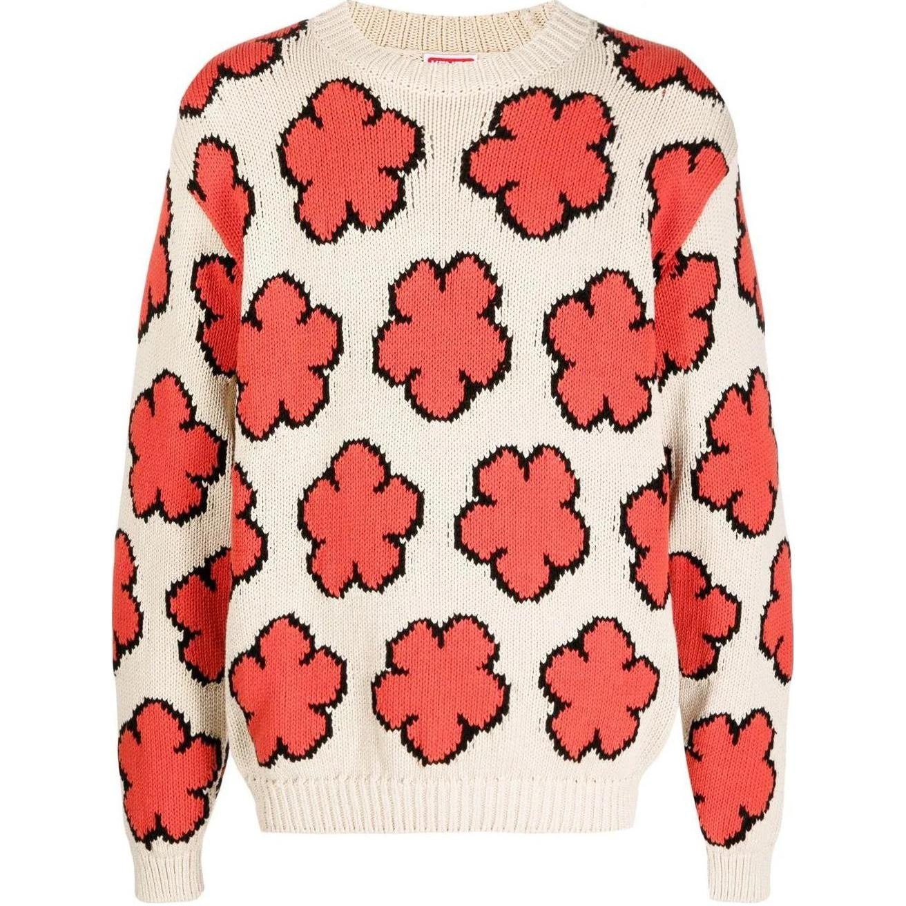 KENZO SS23 Floral Knit Sweater Beige