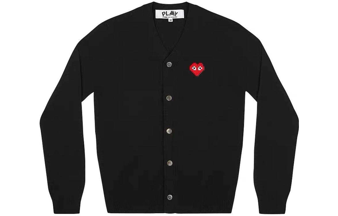 CDG Play V-Neck Cardigan Black