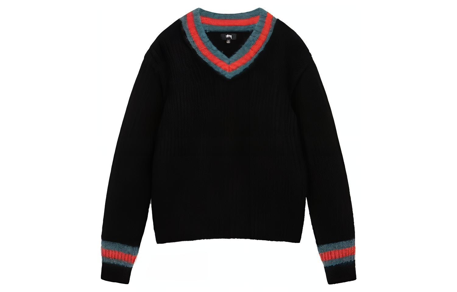 Stussy FW22 V-Neck Pullover Wool Sweater Gray