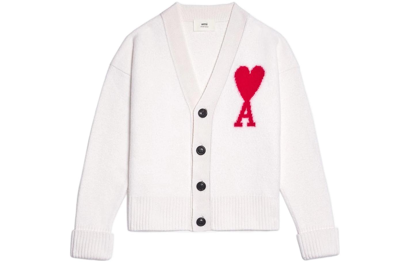 AMIPARIS V-Neck Wool Sweater Off-White