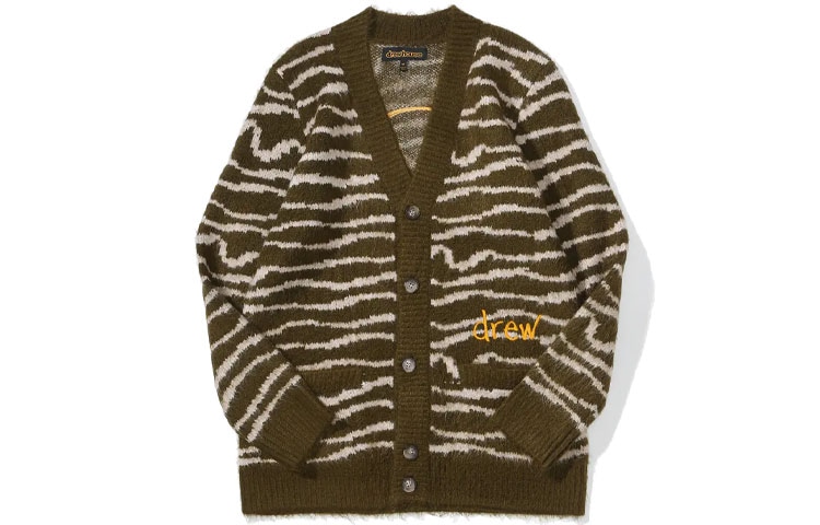 Drew House Sketch Mascot Squiggle Cardigan Olive