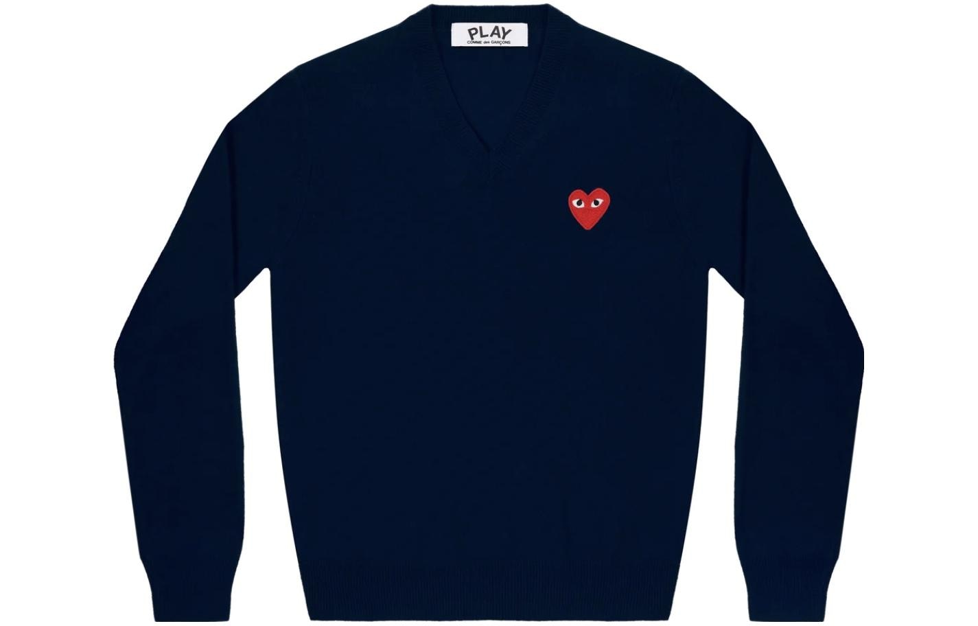 CDG Play V-Neck Sweater Navy