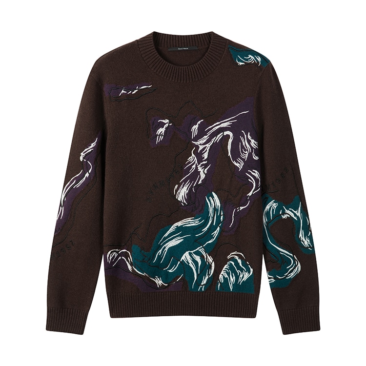 David Naman Patchwork Crewneck Sweater