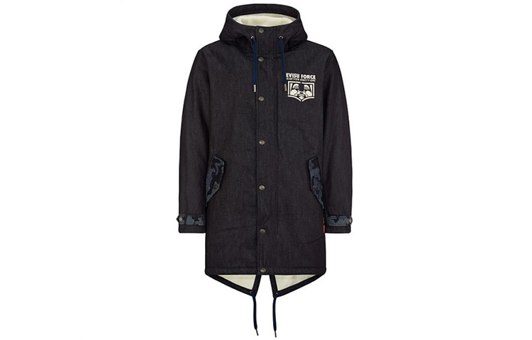 EVISU Big M Patchwork Buddha Head Jacket Denim Blue