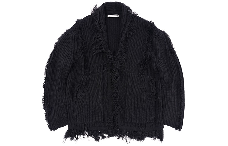 BENMYSHOWER V-Neck Fringe Knit Sweater