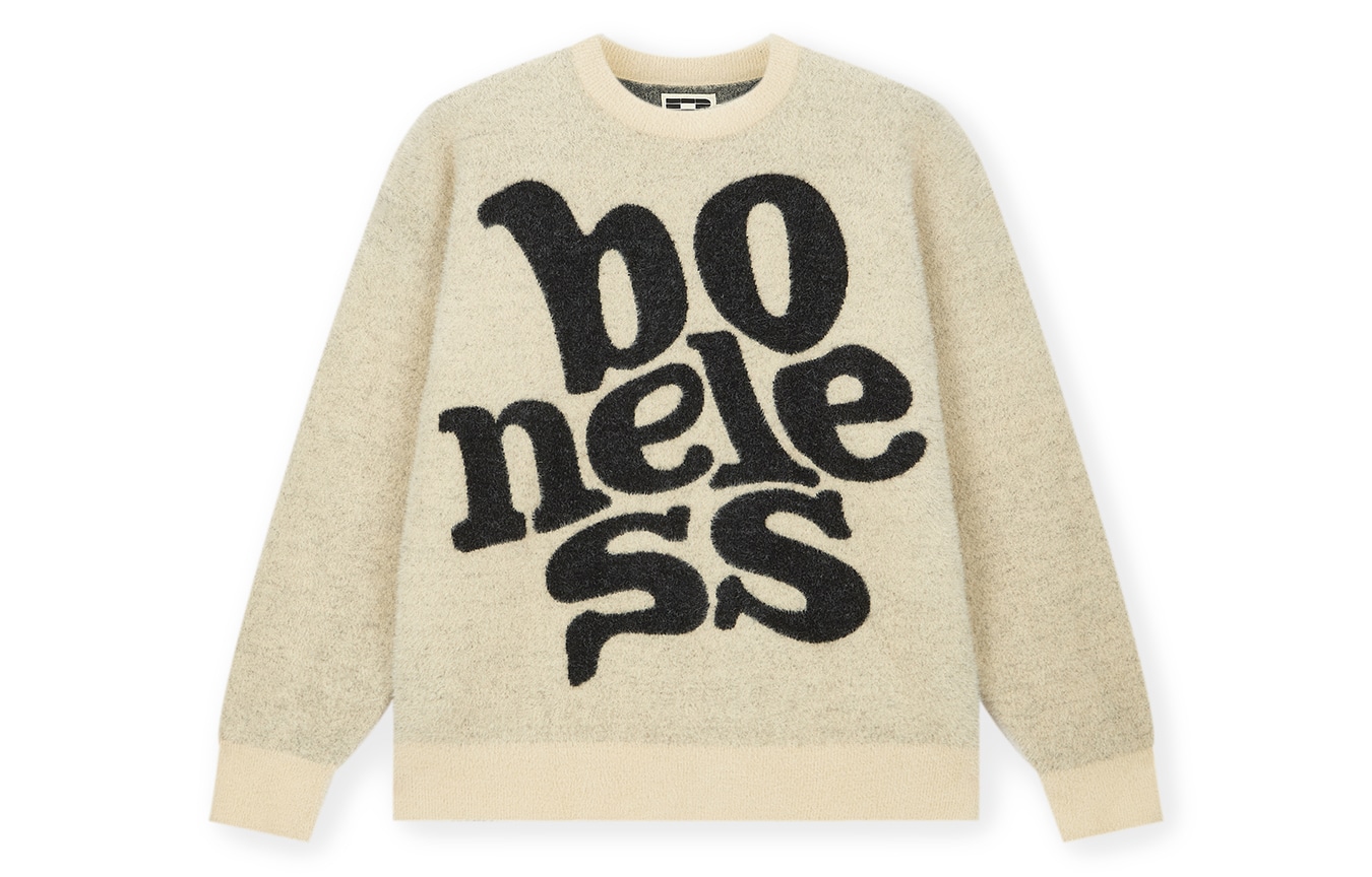 BONELESS Large Logo Jacquard Knit Sweater