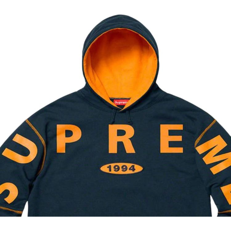 Supreme FW19 Spread Logo Hooded Sweatshirt Navy — фото 1