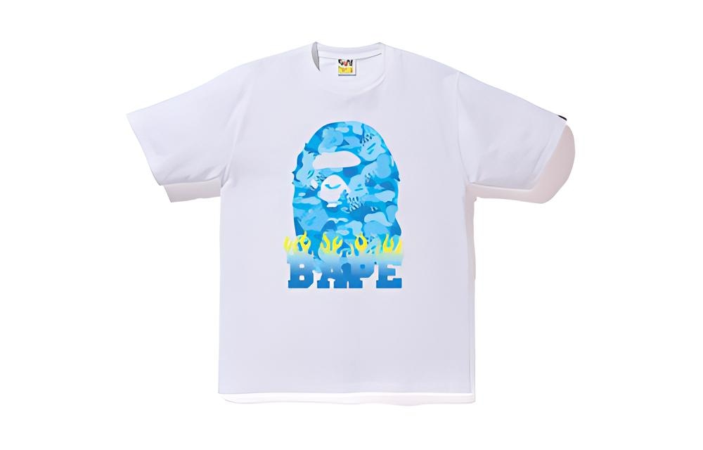 Футболка A BATHING APE FIRE CAMO BAPE FLAME TEE MENS T