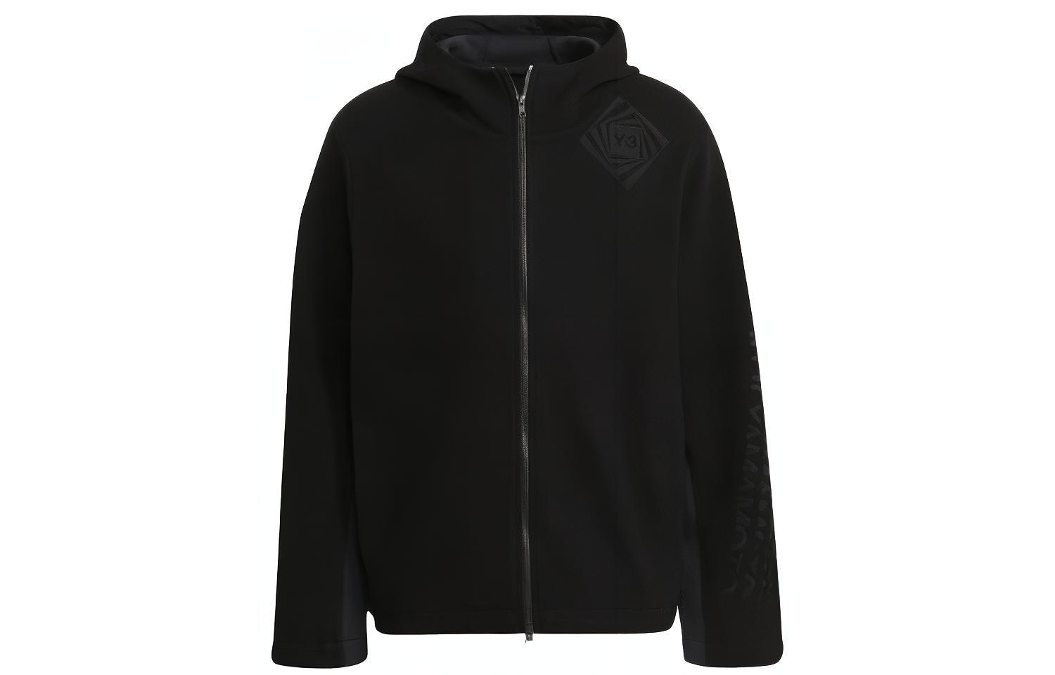 Y-3 FW21 Embroidered Hoodie Jacket Black