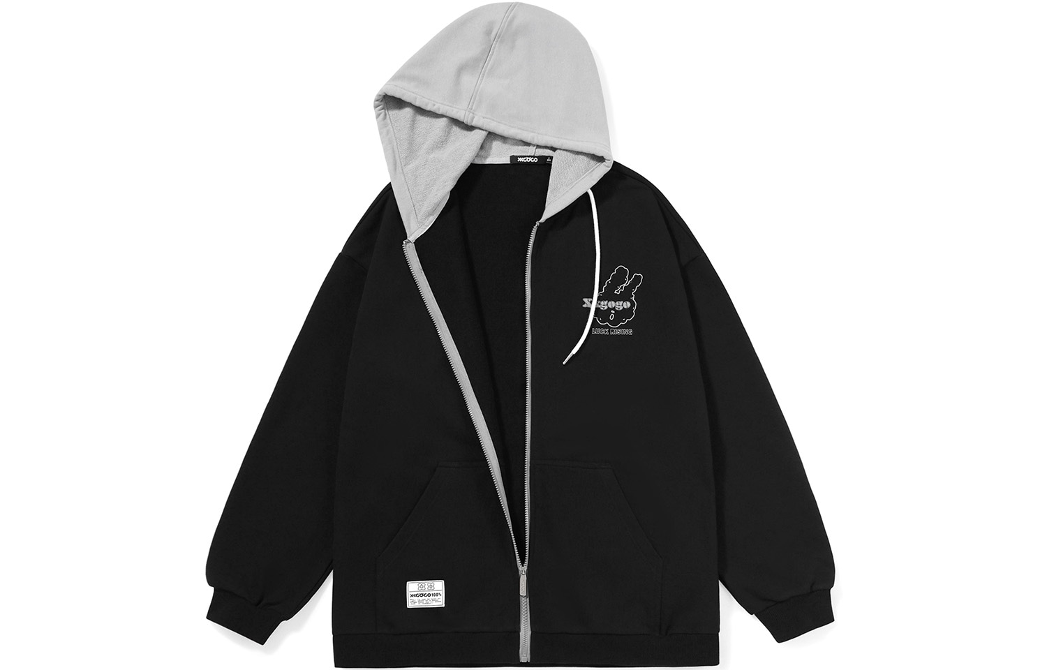 Куртка Xxgogo Colorblock Letter Print Hoodie Jacket
