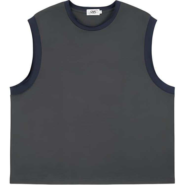 GOOD BAI SS24 916 Series Colorblock Logo Vest Deep Gray