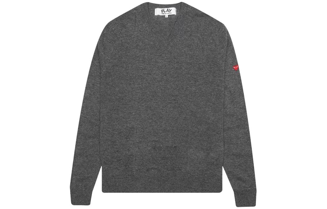 CDG Play V-Neck Sweater Grey