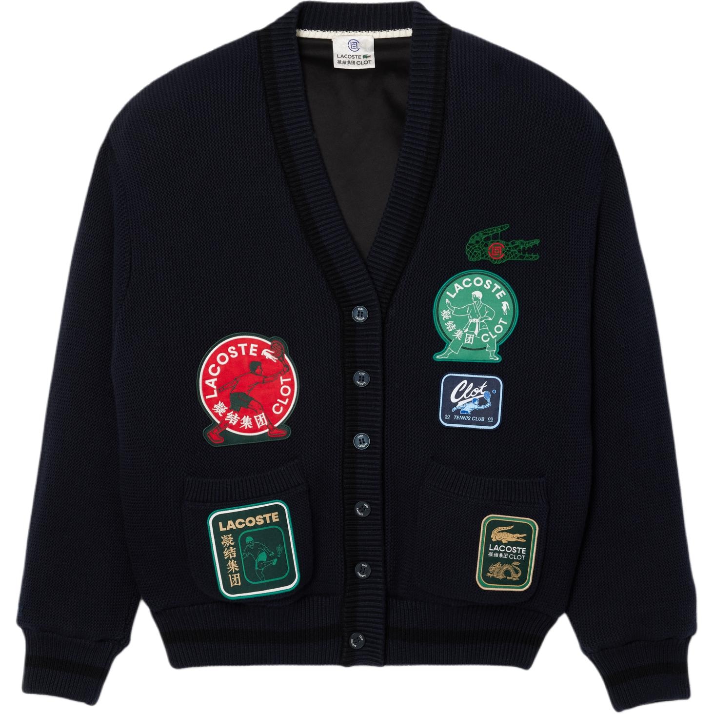 CLOT x LACOSTE Reversible V-Neck Cardigan Navy