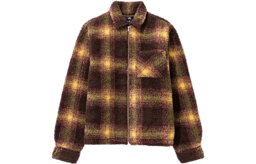 Stussy Shadow Plaid Sherpa Zip Shirt