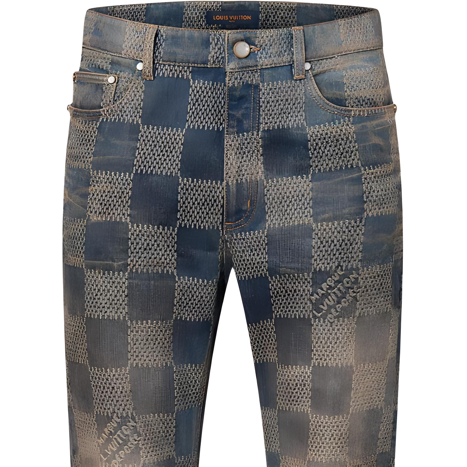 Louis Vuitton FW24 Washed Logo Flared Jeans Blue — фото 1
