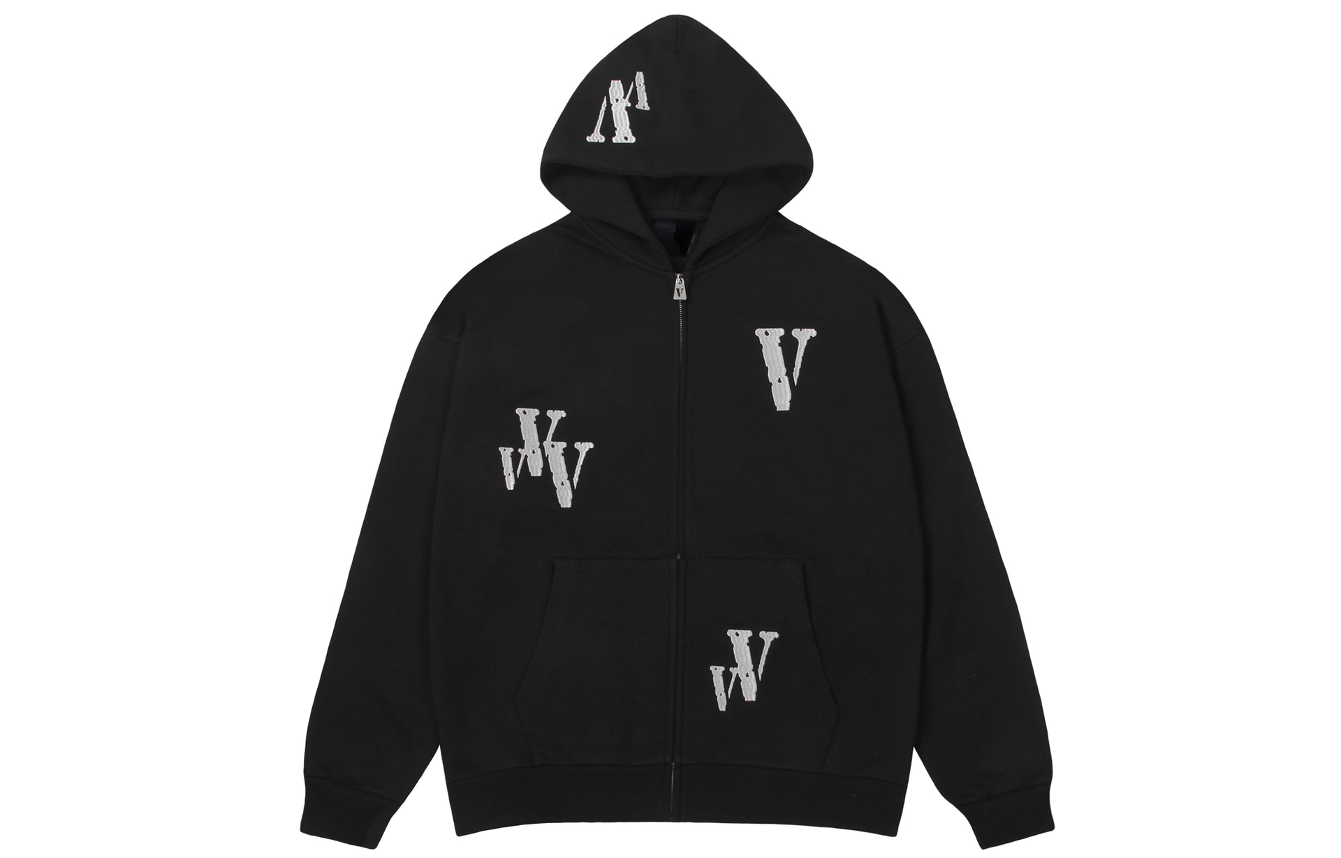 Худи Vlone Logo Embroidered Hoodie Black Silver